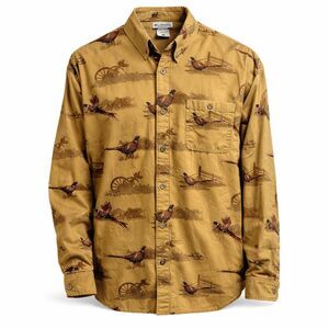 Columbia River Lodge hunter brown cotton button shirt long sleeve sz. L